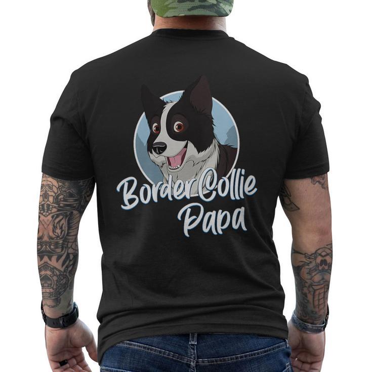 Damen Border Collie Papa Mit Comic Zeichnung Herren Mit-Ausschnitt T-Shirt mit Rückendruck