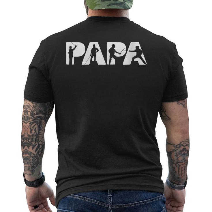 Damen Fechtendes Papa-Hemd Fechtendes Ehemann-Geschenk Mit-Ausschnitt T-Shirt mit Rückendruck