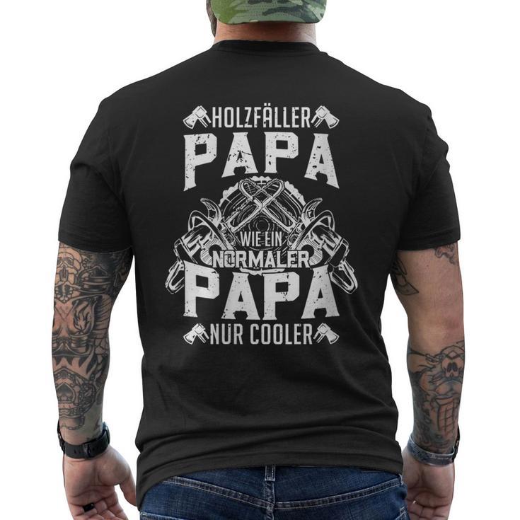 Damen Holzfäller Kettensäge Im Wald Papa Holz Geschenk Fun Mit-Ausschnitt T-Shirt mit Rückendruck