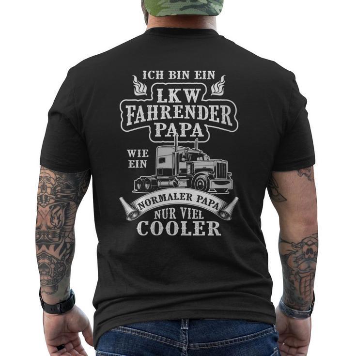 Damen Lkw Fahrender Papa Wie Ein Normaler Papa Nuriel Cooler Mit-Ausschnitt T-Shirt mit Rückendruck