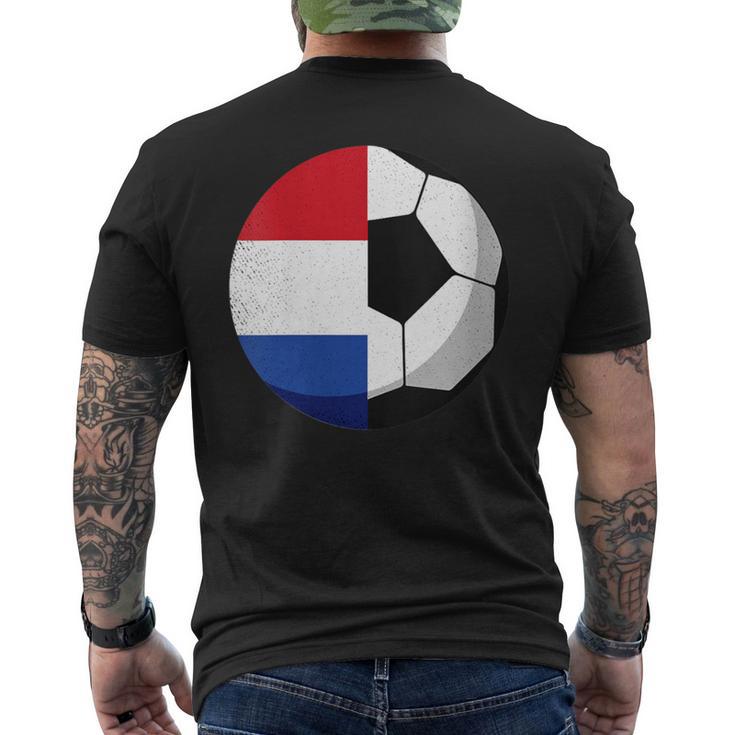 Damen Niederlande Flagge Niederländischer Papa Fußballtorwart Mit-Ausschnitt T-Shirt mit Rückendruck