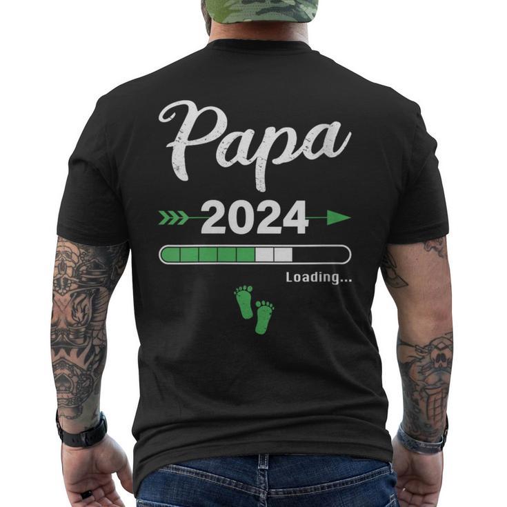 Damen Papa Loading 2024 Werdender Papa Baby Geburt Daddy To Be Mit-Ausschnitt T-Shirt mit Rückendruck