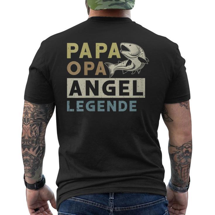 Damen Papa Opa Angel Legende Geschenk Zumatertag Für Angler Mit-Ausschnitt T-Shirt mit Rückendruck