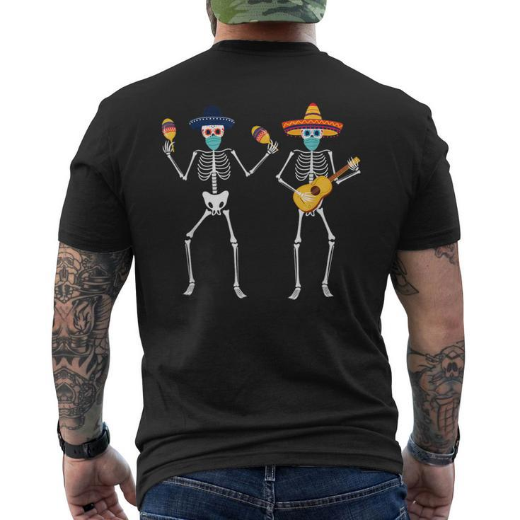 Dancing Skeleton Mask Dia De Los Muertos Calavera Day Dead T-Shirt mit Rückendruck
