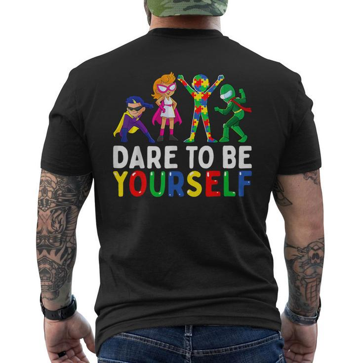 Dare To Be Yourself Autism Awareness Superheroes Men's T-shirt Back Print