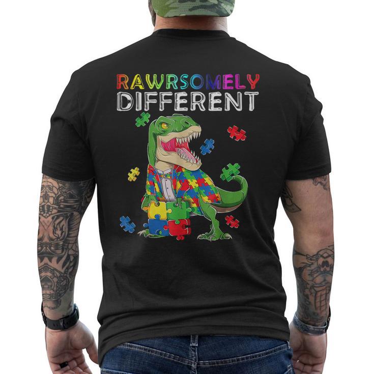 Dare To Be Yourself Different Autism Awareness Dinosaur Men's T-shirt Back Print