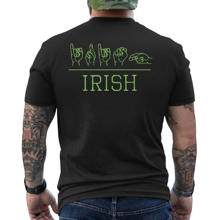 Deaf Pride Trendy St Patrick's Day Irish Asl Men's T-shirt Back Print