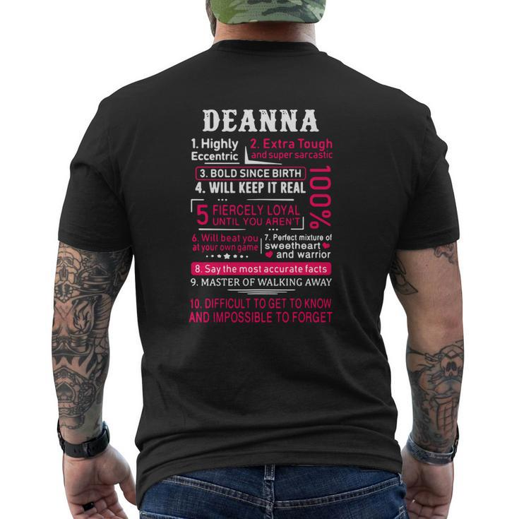 Deanna Highly Eccentric Extra Tough And Super Sarcastic Bold Since Birth Mens Back Print T-shirt