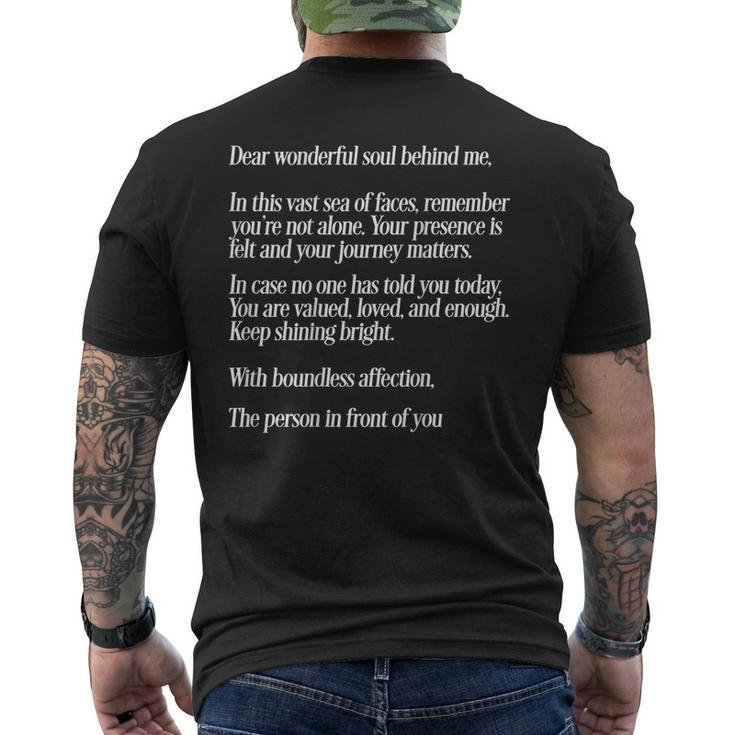 Dear Person Behind Me Positive Message Quote You Matter Men's T-shirt Back Print