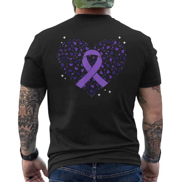 Dementia Heart Alzheimer's Disease Purple Ribbon Awareness Men's T-shirt Back Print