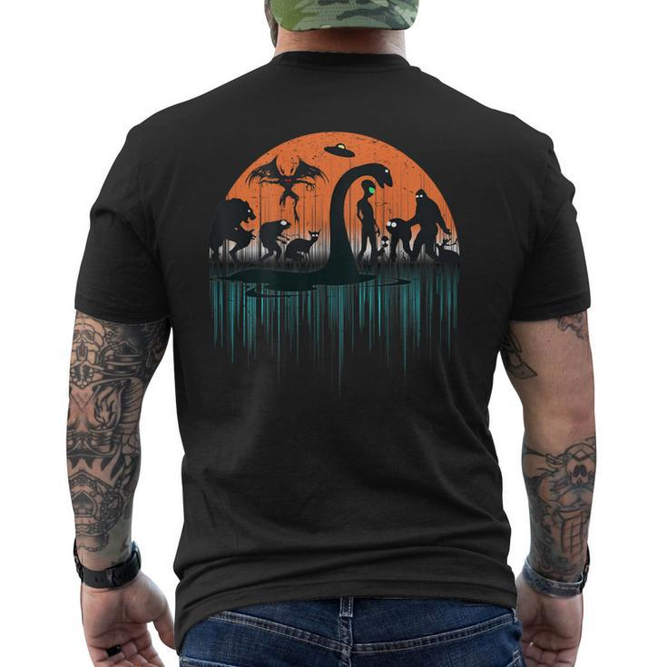 On Back Loch Ness Bigfoot Mothman Alien Cryptid Men's T-shirt Back Print