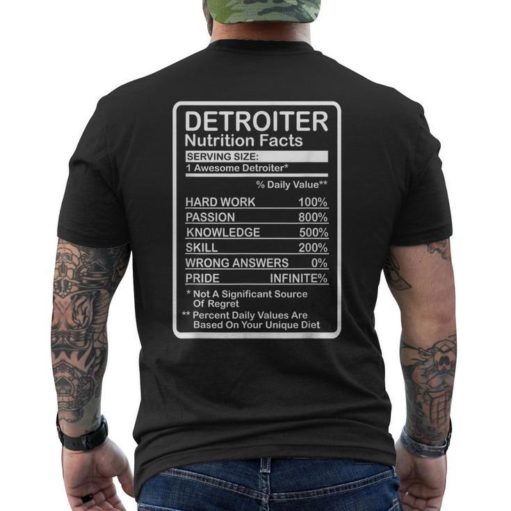 Detroit Nutrition Facts Men's T-shirt Back Print