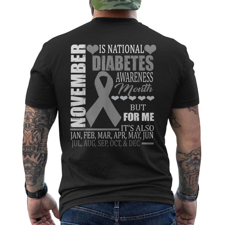 Diabetes Type Awareness November Diabetic Men's T-shirt Back Print