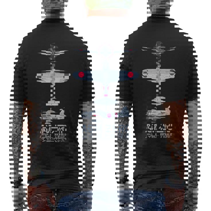 Diagrama Del Avión De Combate Japonés A6m Zero Ww2 Camiseta Hombre Estampado Espalda