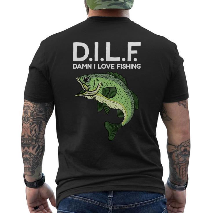 DILF Damn I Love Fishing Men's T-shirt Back Print - Monsterry