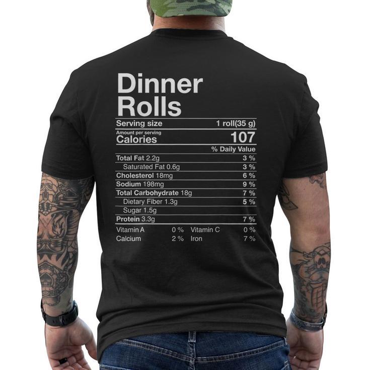 Dinner Rolls Nutrition Facts Thanksgiving Turkey Day Men's T-shirt Back Print