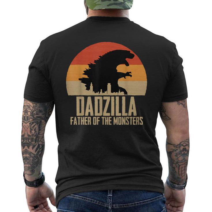 Dinosaur Dad Monsters Father's Day Dadzilla Dino Sunset Men's T-shirt Back Print