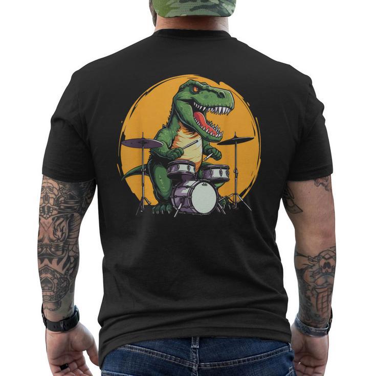 Dinosaurier Schlagzeuger Kurzärmliges Herren-T-Kurzärmliges Herren-T-Shirt, Lustiges T-Rex Musik Motiv