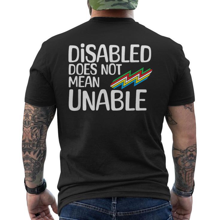 Disability Does Not Equal Unable Disability Pride Month Men's T-shirt Back Print