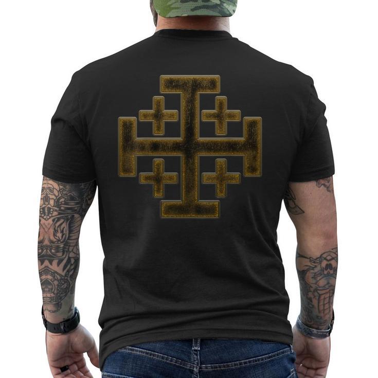 Distressed Jerusalem Cross Knights Templar Men's T-shirt Back Print