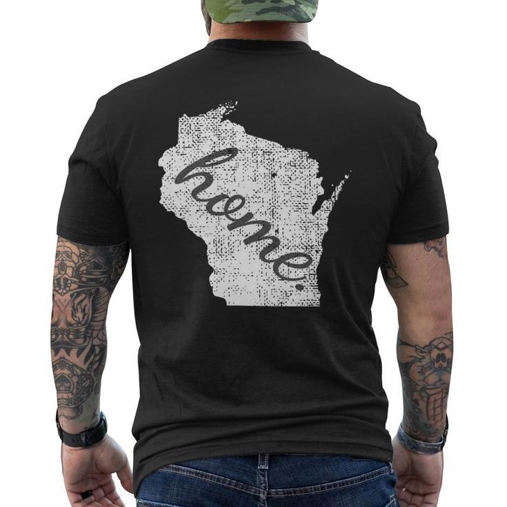 Distressed Wisconsin State Home Men's T-shirt Back Print