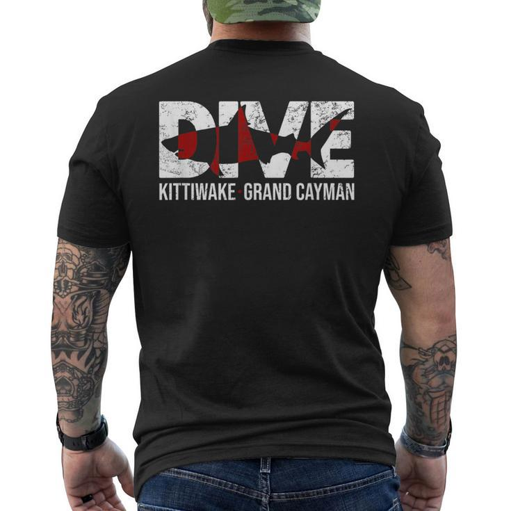 Dive Grand Cayman Kittiwake Scuba Diving Diver Mens Back Print T-shirt