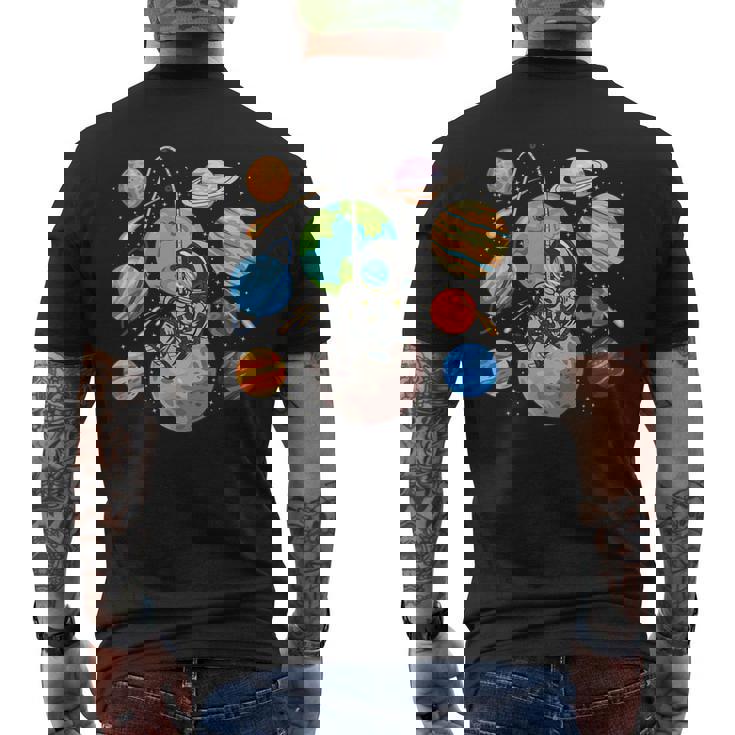 Divertido Astronauta Espacial Planeta Luna Ciencia Sistema Solar Camiseta Hombre Estampado Espalda