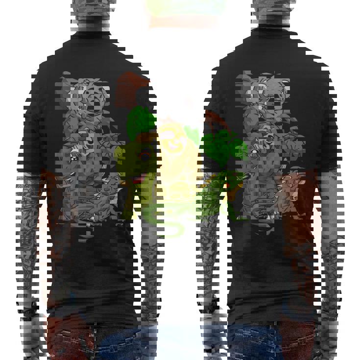 Divertido Coala Perezoso Tortuga Iguana Escuadra Zoo Animal Camiseta Hombre Estampado Espalda