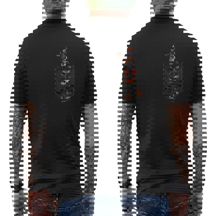 Divertido Perro Pinscher Miniatura En Bolsillo Mini Pin Lovers Camiseta Hombre Estampado Espalda