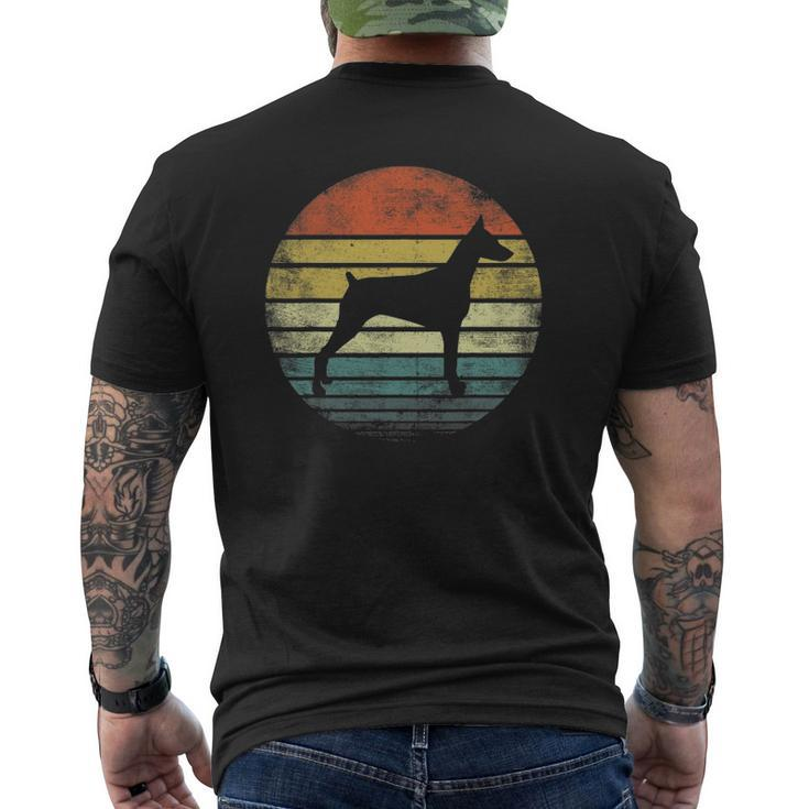 Doberman Lover Owner Retro Sunset Dog Silhouette Dad Mens Back Print T-shirt