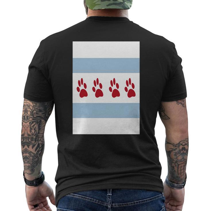 Dog Lovers Chicago Flag Paw Prints Custom Mens Back Print T-shirt
