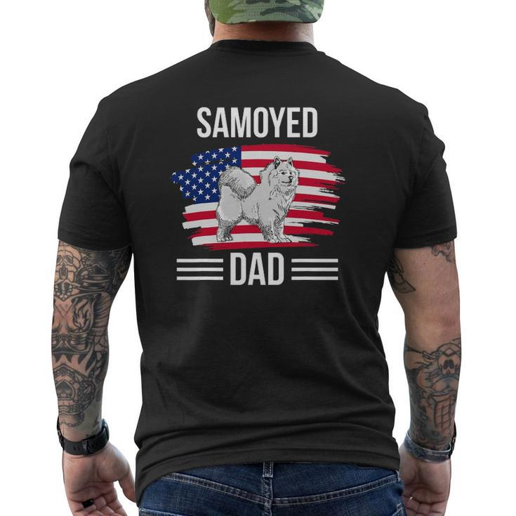 Dog Owner Us Flag 4Th Of July Father's Day Samoyed Dad Mens Back Print T-shirt