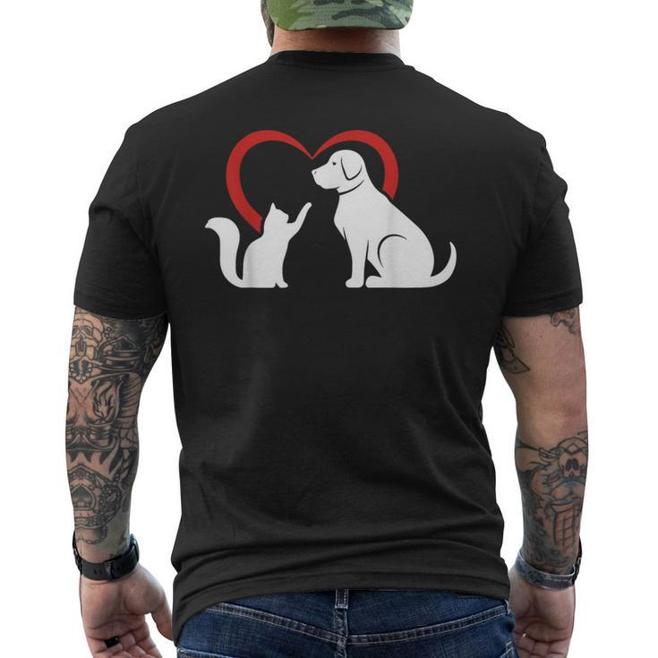Dog Puppy And Baby Cat Heart Animal Dog & Cat Men's T-shirt Back Print