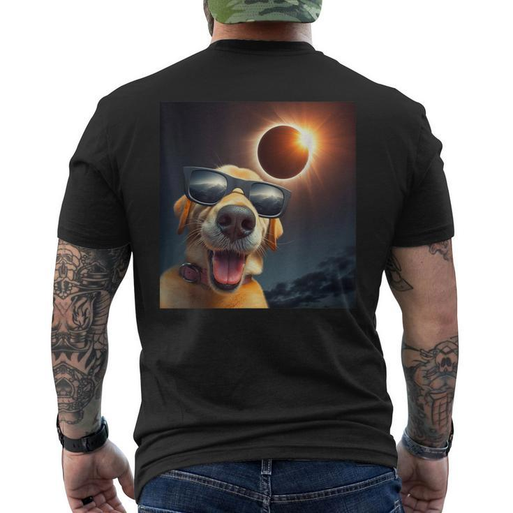 Dog Selfie Solar Eclipse Wearing Glasses Dog Lovers Men's T-shirt Back Print