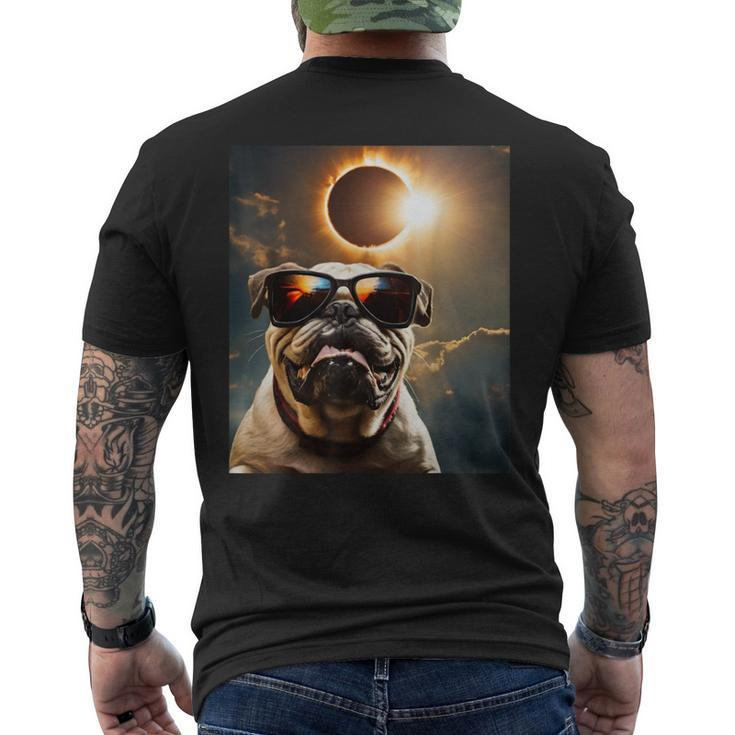 Dog Taking A Selfie With Solar 2024 Eclipse Wearing Glasses Men's T-shirt Back Print