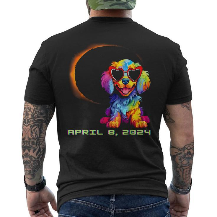 Dog Wearing Solar Glasses Eclipse Colorful Puppy Love Dog Men's T-shirt Back Print
