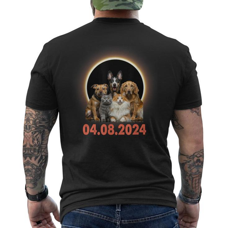 Dogs Cats Lovers Selfie Total Solar Eclipse April 8 2024 Men's T-shirt Back Print