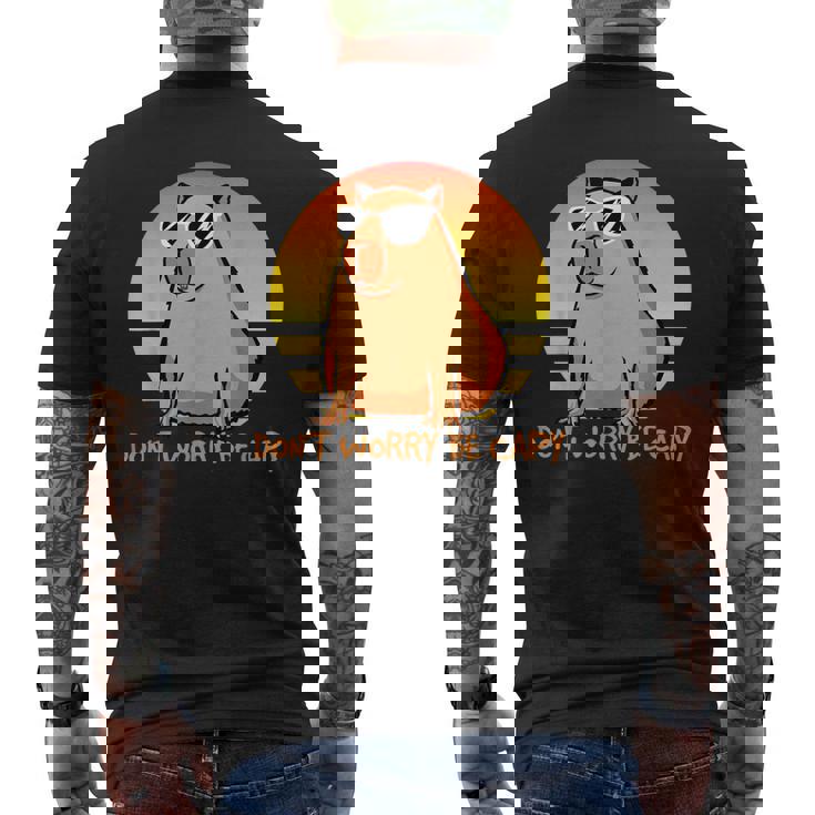 Don't Worry Be Capy Retro Sunset Capybara Cita Be Capy Camiseta Camiseta Hombre Estampado Espalda