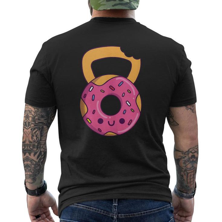 Donut Kettlebell Cartoon Gym Mens Back Print T-shirt