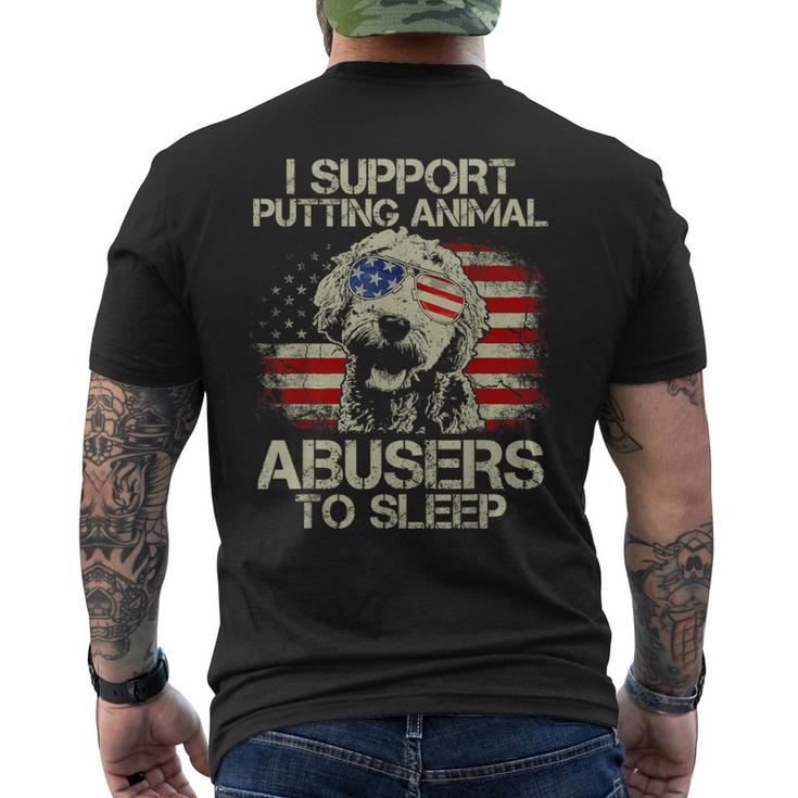 Doodle Usa Flag I Support Putting Animal Abusers To Sleep Men's T-shirt Back Print