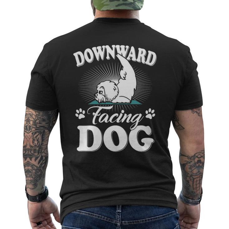 Downward Facing Dog Maltese Yoga Poses Meditation Men's T-shirt Back Print