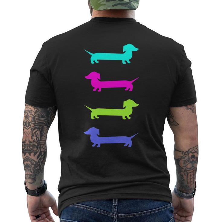 Doxie Lover Brightly Colored Dachshunds Men's T-shirt Back Print