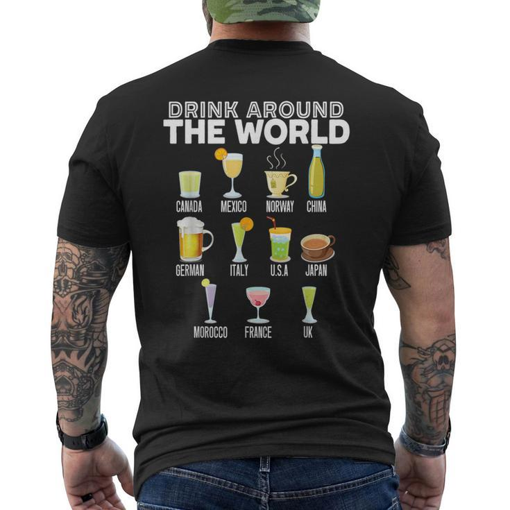 Drink Around The World Travel Tourist Road Trip Alcoholic Men's T-shirt Back Print
