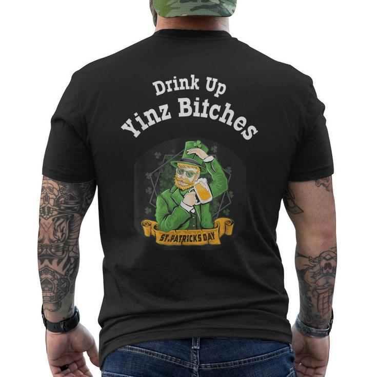 Drink Up Yinz Bitches St Patrick's Day Novelty Drinking Men's T-shirt Back Print