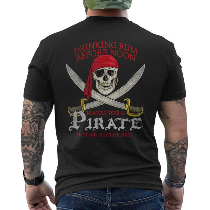 Drinking Rum Before Noon Makes You A Pirate Distressed Men's T-shirt Back Print