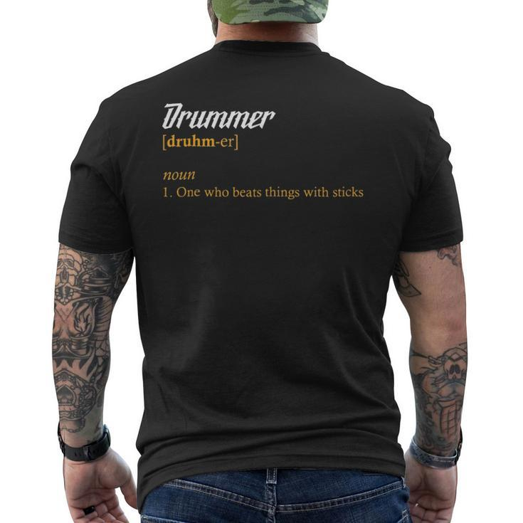 Drummer Definition Love Drums  Musician Band Men's T-shirt Back Print