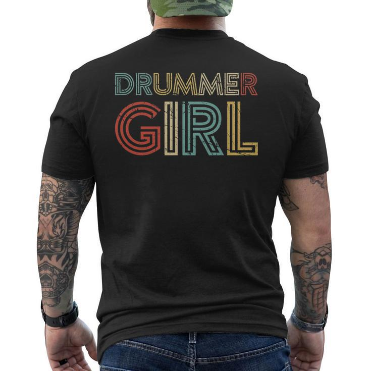 Drummer Girl Retro Vintage Drumming Musician Percussionist Men's T-shirt Back Print