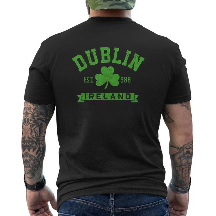 Dublin Ireland Est 988 Clover Leaf Shamrock St Patricks Day Mens Back Print T-shirt