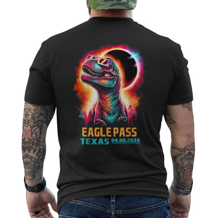 Eagle Pass Texas Total Solar Eclipse 2024 T Rex Dinosaur Men's T-shirt Back Print