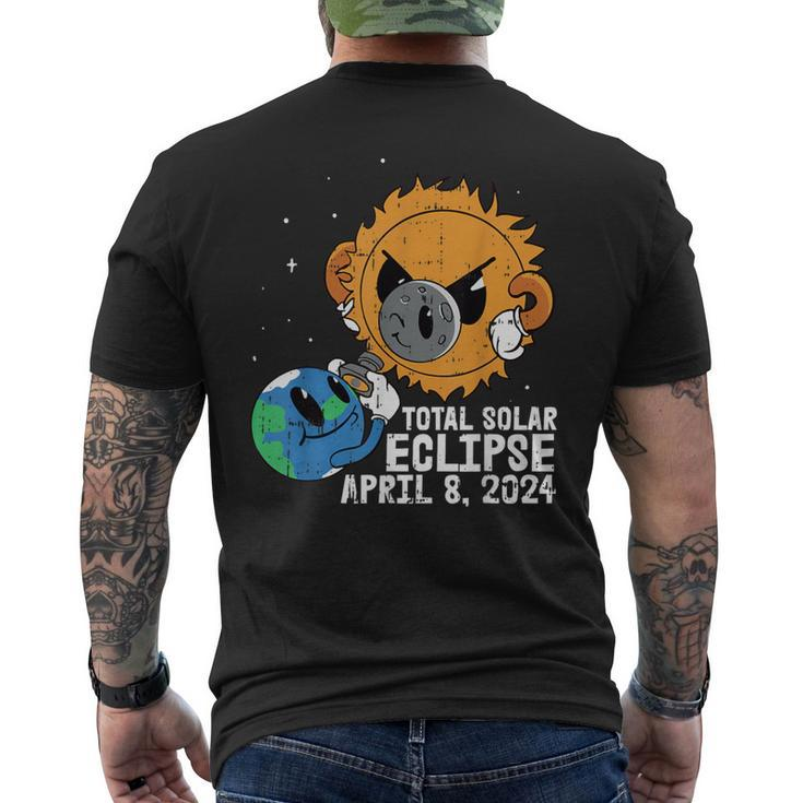 Earth Moon Sun Total Solar Eclipse April 8 2024 Totality Men's T-shirt Back Print